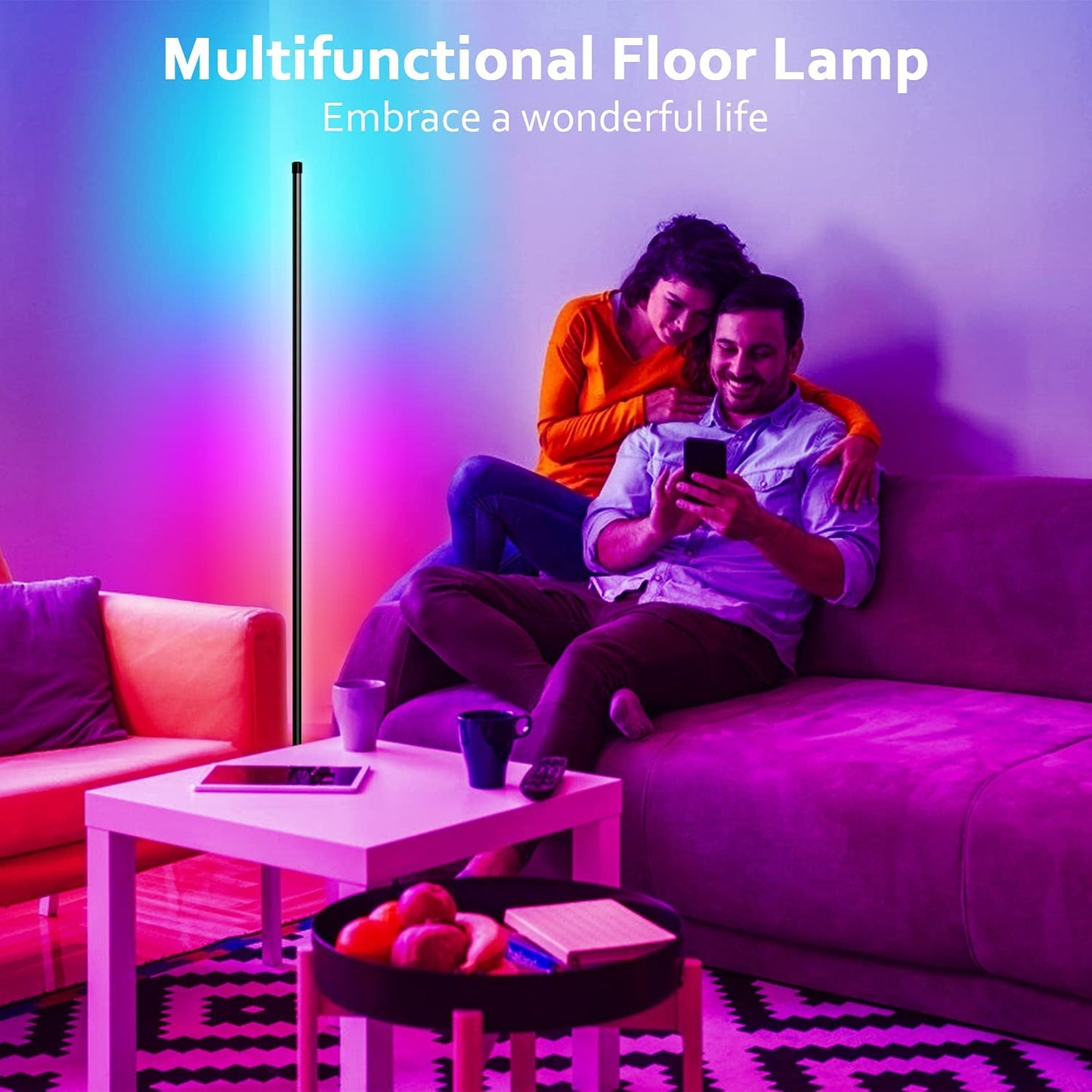 Rgb Led Floor Lamps for Indoor with Bluetooth Remote.